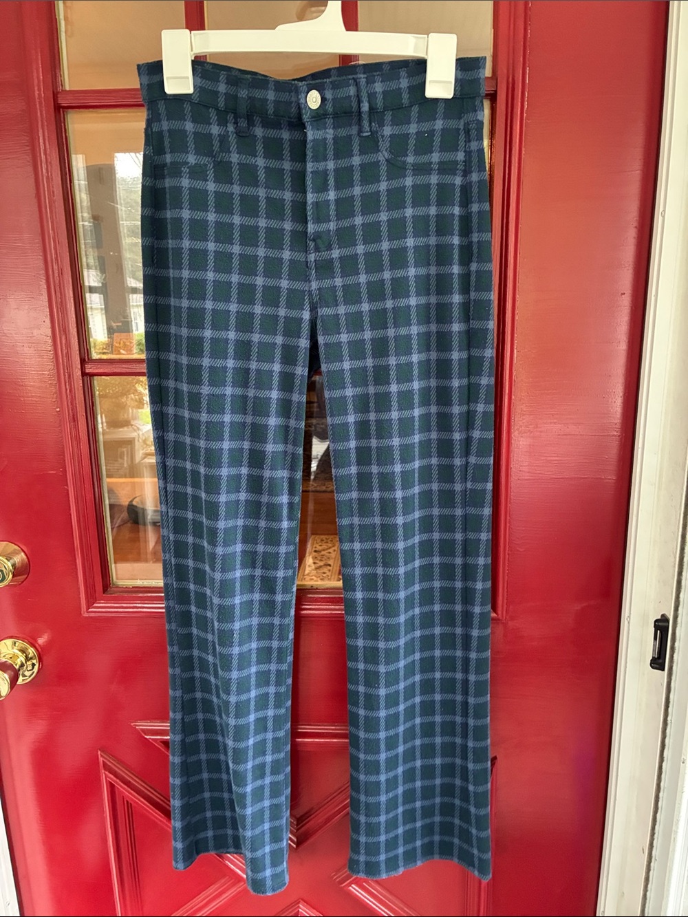 American Eagle Outfitters Green and Blue Plaid Boot Cut Pants